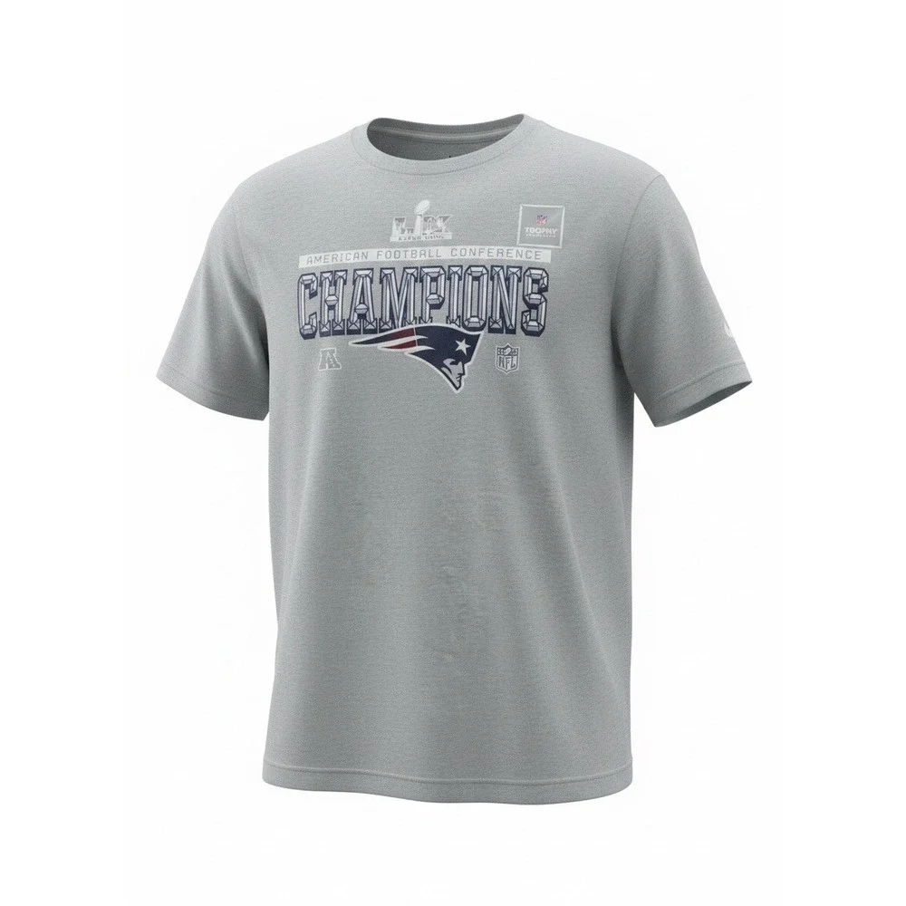 Nike New England Patriots AFC Champions Super Bowl LIII Gray T-Shirt Mens XXL